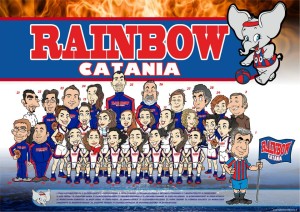 L'illustrazione di Valentino Villanova che raffigura la squadra della Rainbow 2012-2013